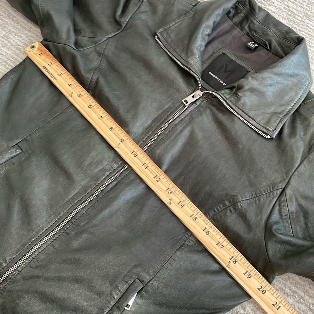 Mauritius Lambskin Leather Jacket Womens Size 12 Large Dark Grey Green Full Zip - Picture 13 of 15
